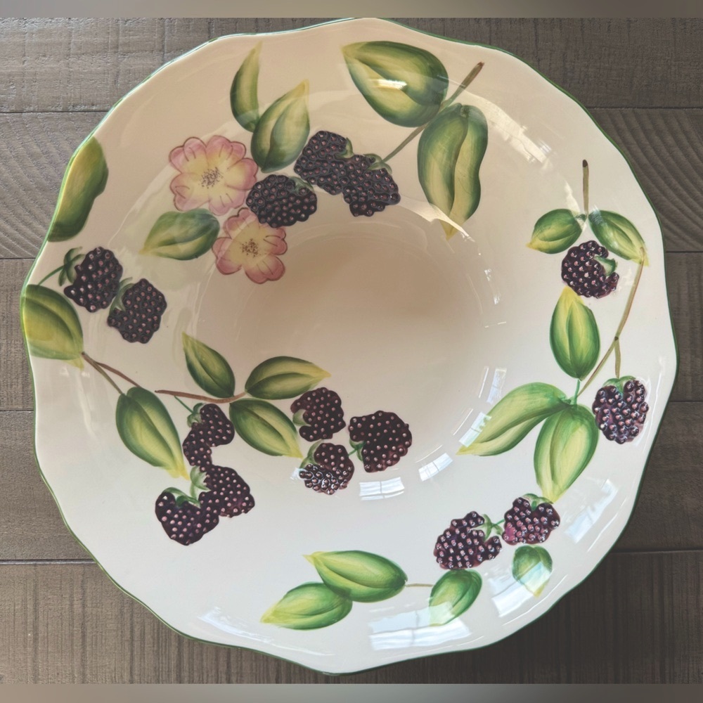 Vintage Harry & David Blackberry Floral Collection Serving Bowl - Salad Bowl